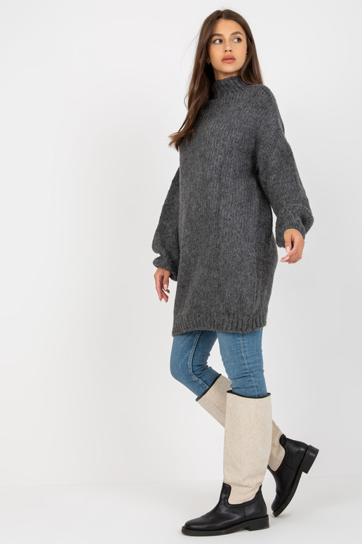 Tumši pelēka, brīva trikotāžas kleita...