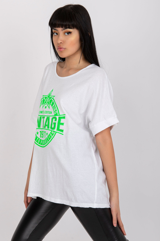 Balts un zaļš T-krekls ar aplikāciju...