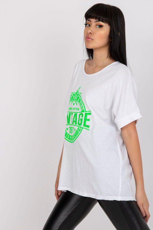 Balts un zaļš T-krekls ar aplikāciju...