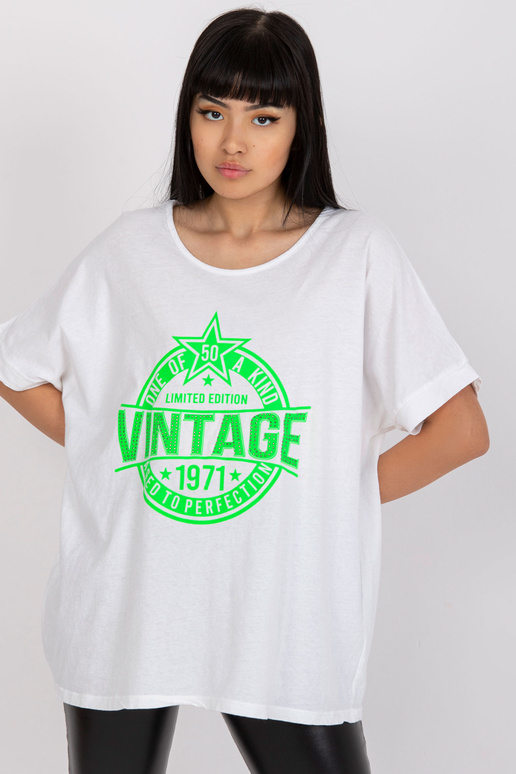 Balts un zaļš T-krekls ar aplikāciju...