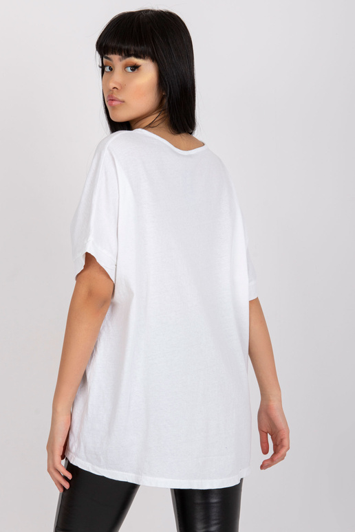 Balts un zaļš T-krekls ar aplikāciju...