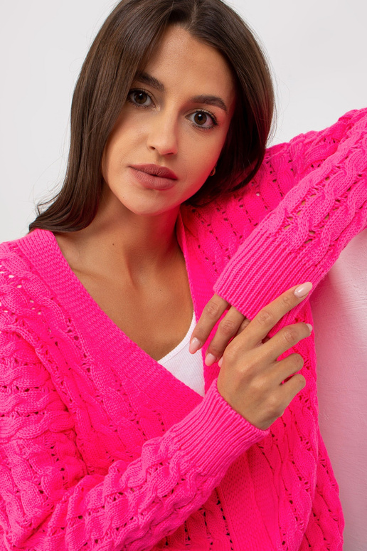 Fluo rozā ažūra jaka ar bizēm RUE PARIS