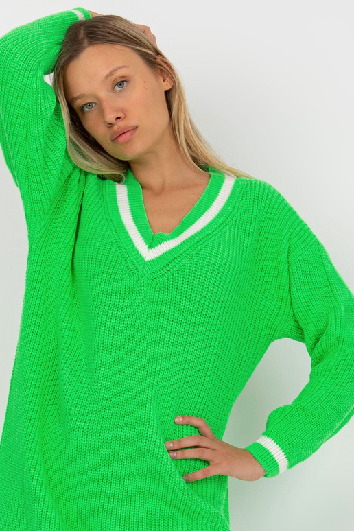 Fluo zaļa V veida kakla trikotāžas...