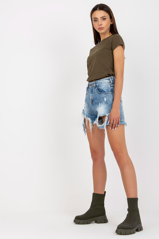 Haki krāsas pamata t-krekls ar īsām...