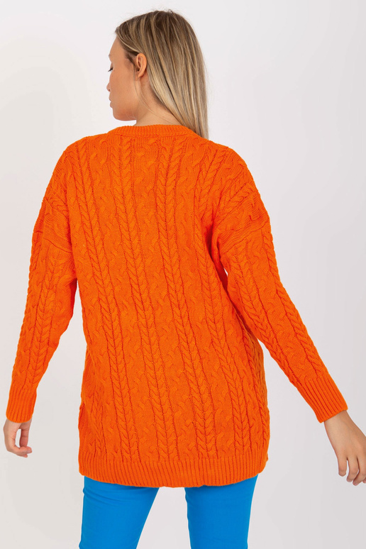 Oranžs džemperis ar bizēm un apaļu...