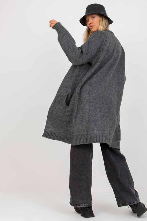Tumši pelēka gara jaka bez aizdares...