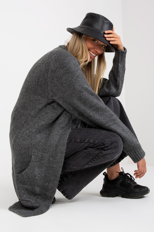 Tumši pelēka gara jaka bez aizdares...