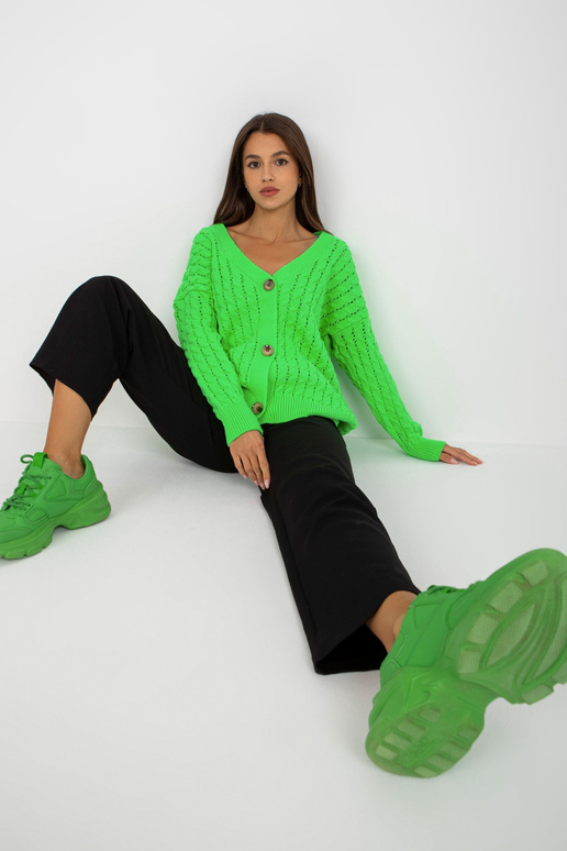 Fluo zaļš ažūra jaka ar bizēm RUE PARIS