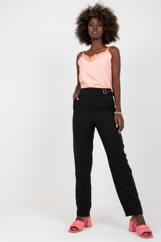 Melnas auduma uzvalka bikses ar kabatām Melnas auduma uzvalka bikses ar kabatām