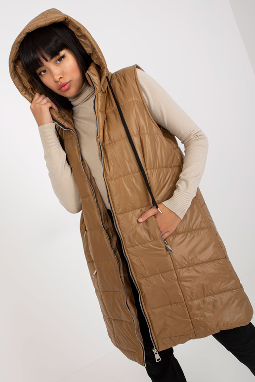 Gaiši brūna gara dūnu veste ar...