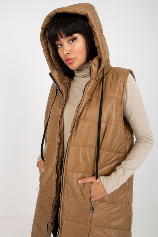 Gaiši brūna gara dūnu veste ar...