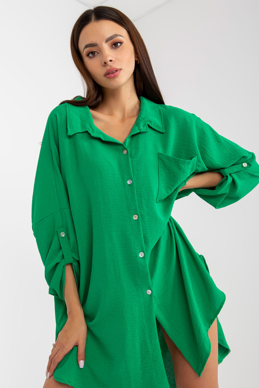 Zaļa ikdienas kleita ar pogu aizdari...
