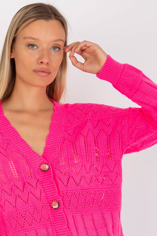 Fluo rozā ažūra vasaras džemperis ar...