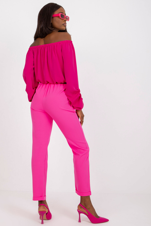 Fluo Pink Straight Bikses ar augstu vidukli Seviljas audums