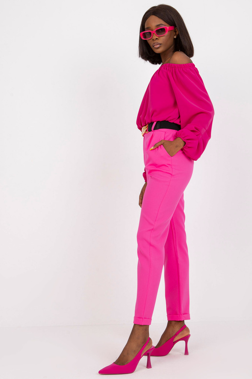 Fluo Pink Straight Bikses ar augstu vidukli Seviljas audums