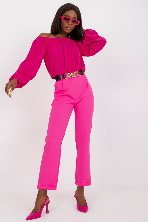 Fluo Pink Straight Bikses ar augstu vidukli Seviljas audums