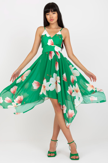 Zaļa asimetriska kleita ar...