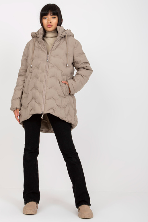 Bēša sieviešu ziemas jaka ar noņemamu...