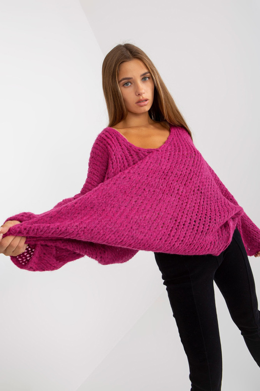 Fuksijas krāsas oversize džemperis ar...