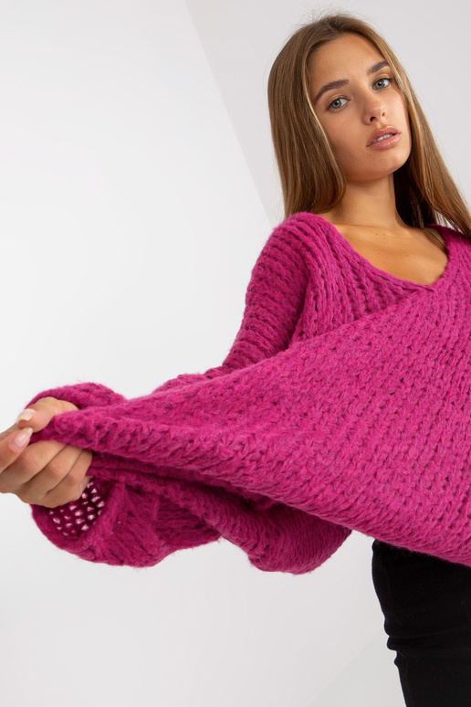 Fuksijas krāsas oversize džemperis ar...