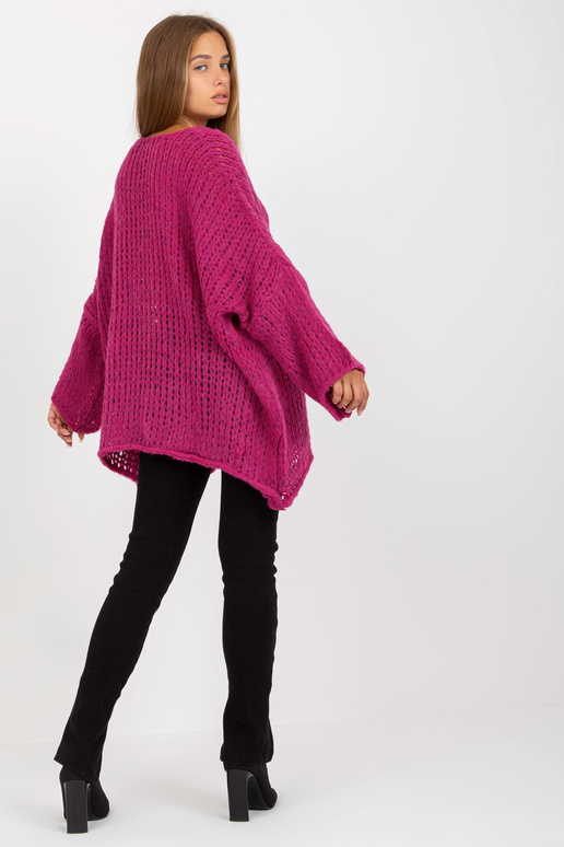 Fuksijas krāsas oversize džemperis ar...