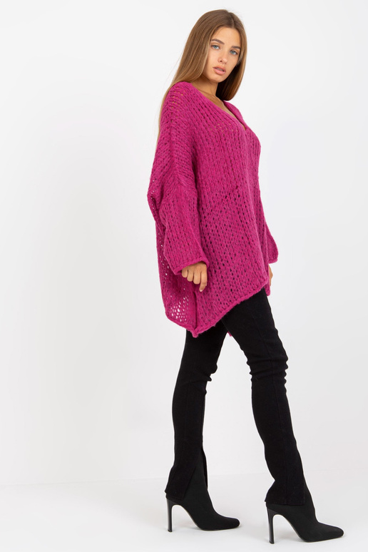 Fuksijas krāsas oversize džemperis ar...