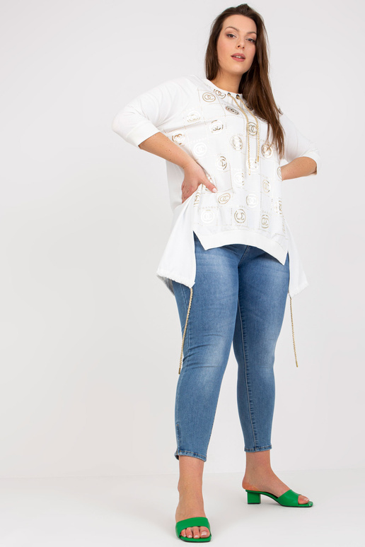 Balta liela izmēra kokvilnas blūze ar...