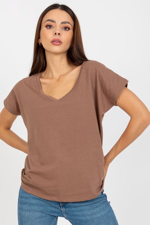 Brūns pamata t-krekls ar īsām piedurknēm