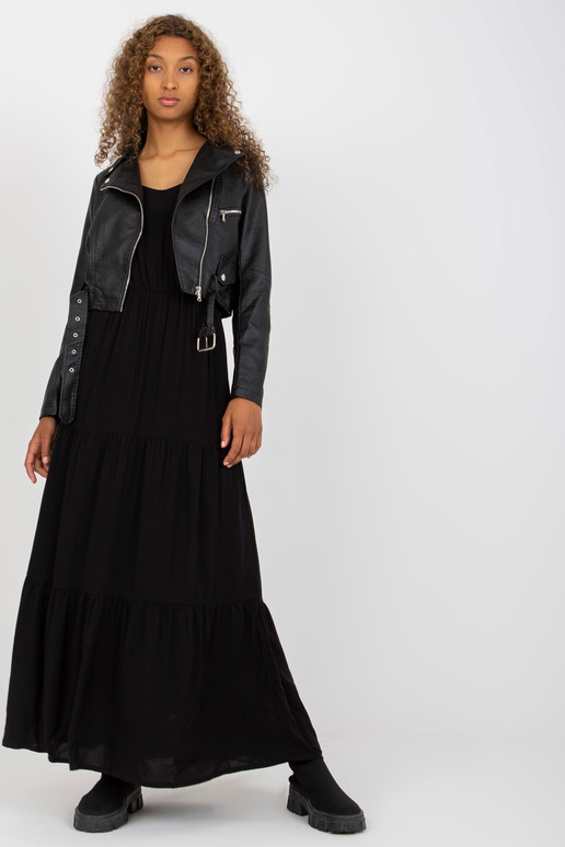 Melna īsa Ramone jaka ar siksnu Melna īsa Ramone jaka ar siksnu