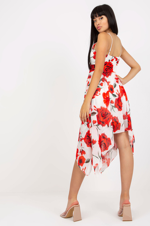 Balta un sarkana ziedu kleita ar...