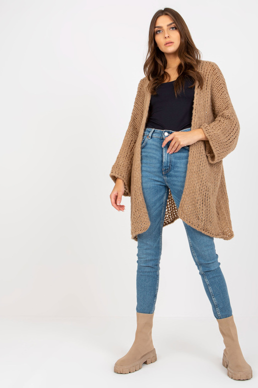 Tumši bēša platu piedurkņu trikotāžas...