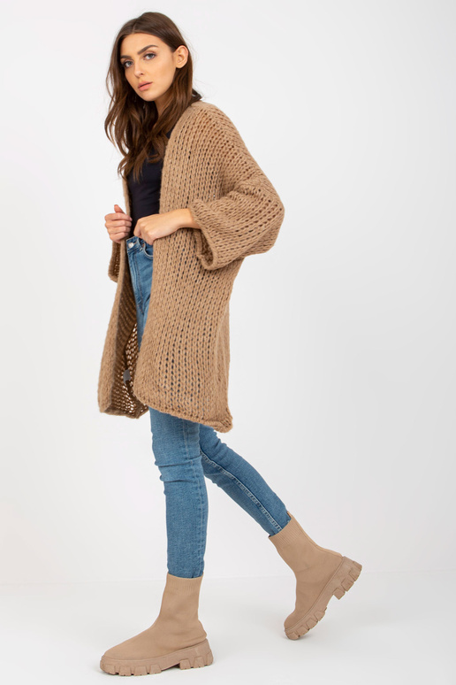 Tumši bēša platu piedurkņu trikotāžas...