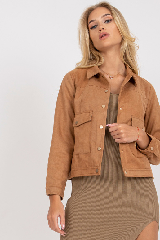 Gaiši brūna pārejas jaka ar spiedpogu...