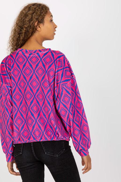 Rozā un zilā velūra sporta krekls ar...