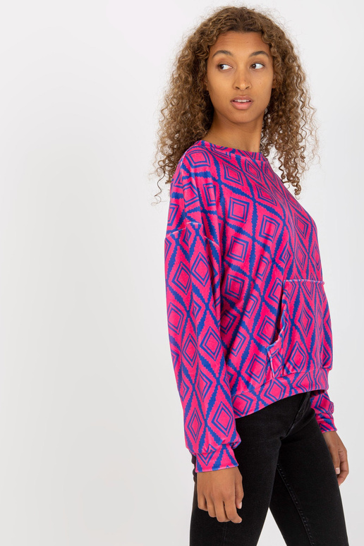 Rozā un zilā velūra sporta krekls ar...