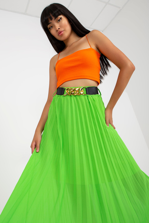 Gaiši zaļi maksi kroku svārki ar jostu