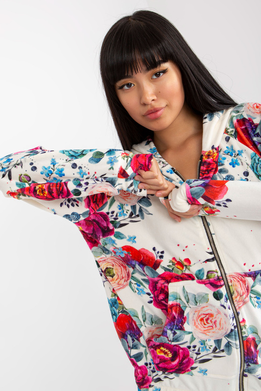 Balts velūra džemperis ar apdruku RUE...