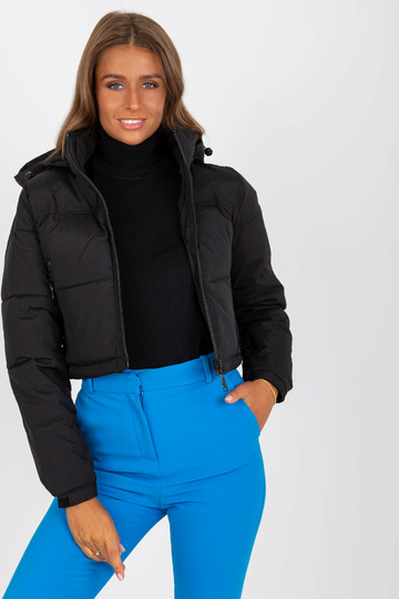 Melna īsa ziemas jaka ar...