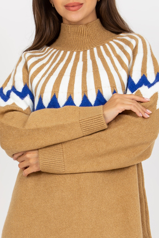 Kamieļu sieviešu trikotāžas kleita ar... Kamieļu sieviešu trikotāžas kleita ar...