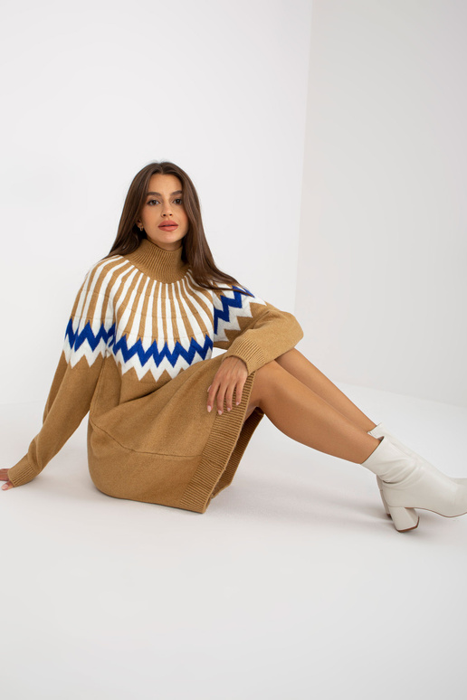 Kamieļu sieviešu trikotāžas kleita ar... Kamieļu sieviešu trikotāžas kleita ar...