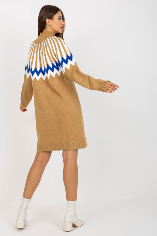 Kamieļu sieviešu trikotāžas kleita ar... Kamieļu sieviešu trikotāžas kleita ar...