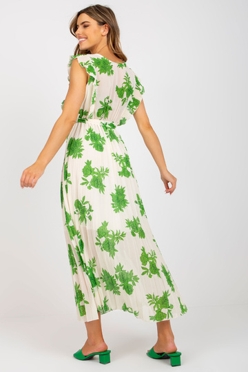 Bēša un zaļa gara kleita ar...