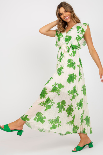 Bēša un zaļa gara kleita ar... 2