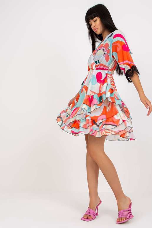 Oranži rozā minikleita ar volāniem un...