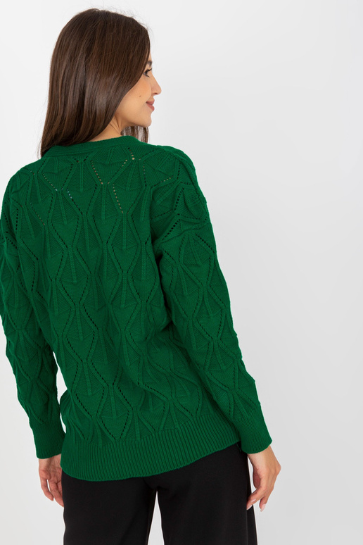 Tumši zaļa ažūra jaka ar V kakla...