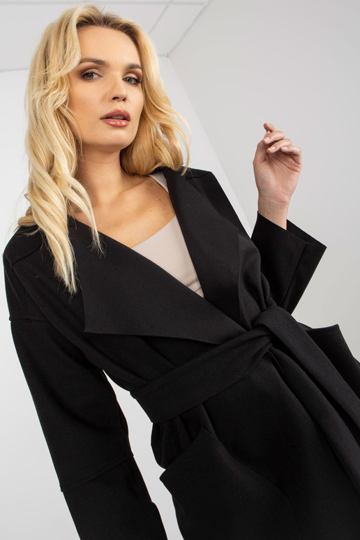 Schwarzer Dünner Mantel ar Taschen...