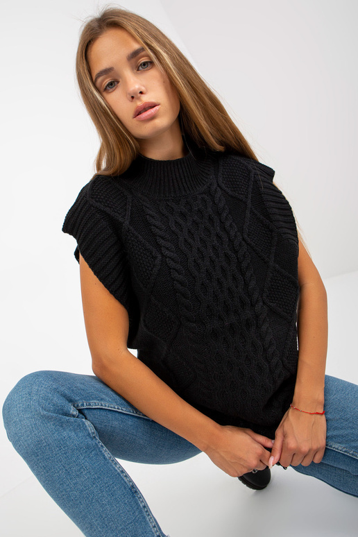 Melna SUBLEVEL kabeļa adīta veste