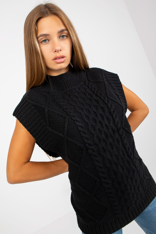 Melna SUBLEVEL kabeļa adīta veste