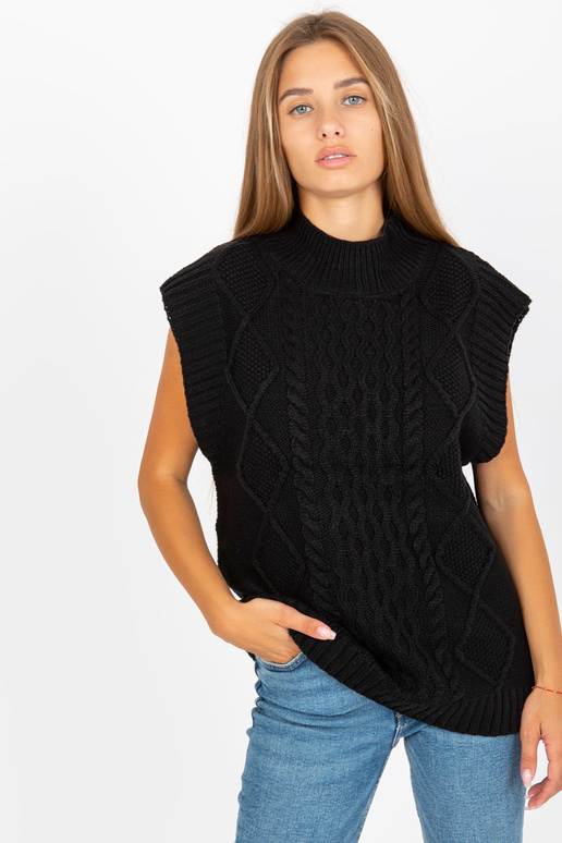 Melna SUBLEVEL kabeļa adīta veste