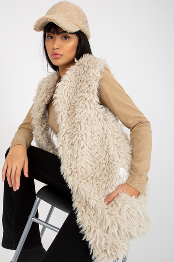 Hallie's bēšā kažokādas veste